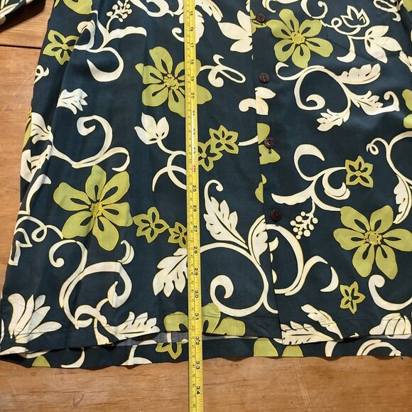 Hilo Hattie Mens Shirt 2XL The Hawaiian Original Tropical Yellow Green Rayon - Picture 7 of 8